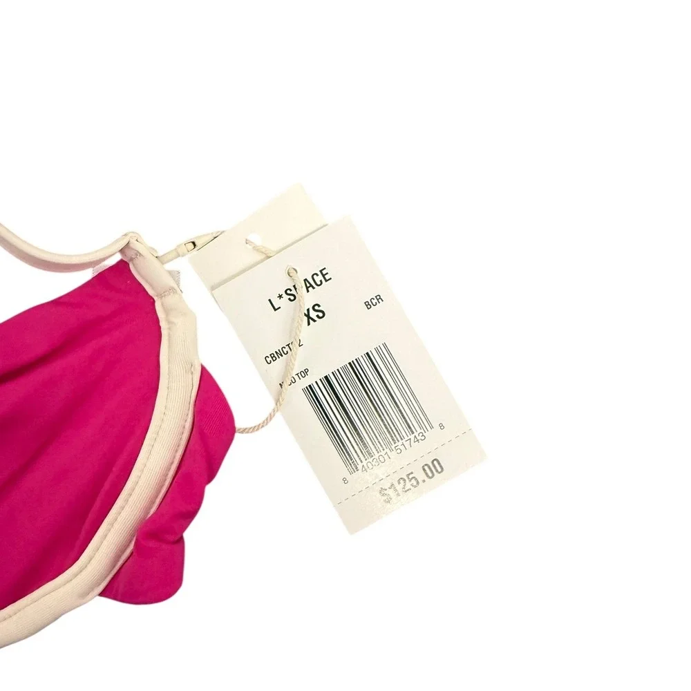 L*SPACE Pink‎ White Nico Bikini Top Underwire Contrast V-Wire XS NWT